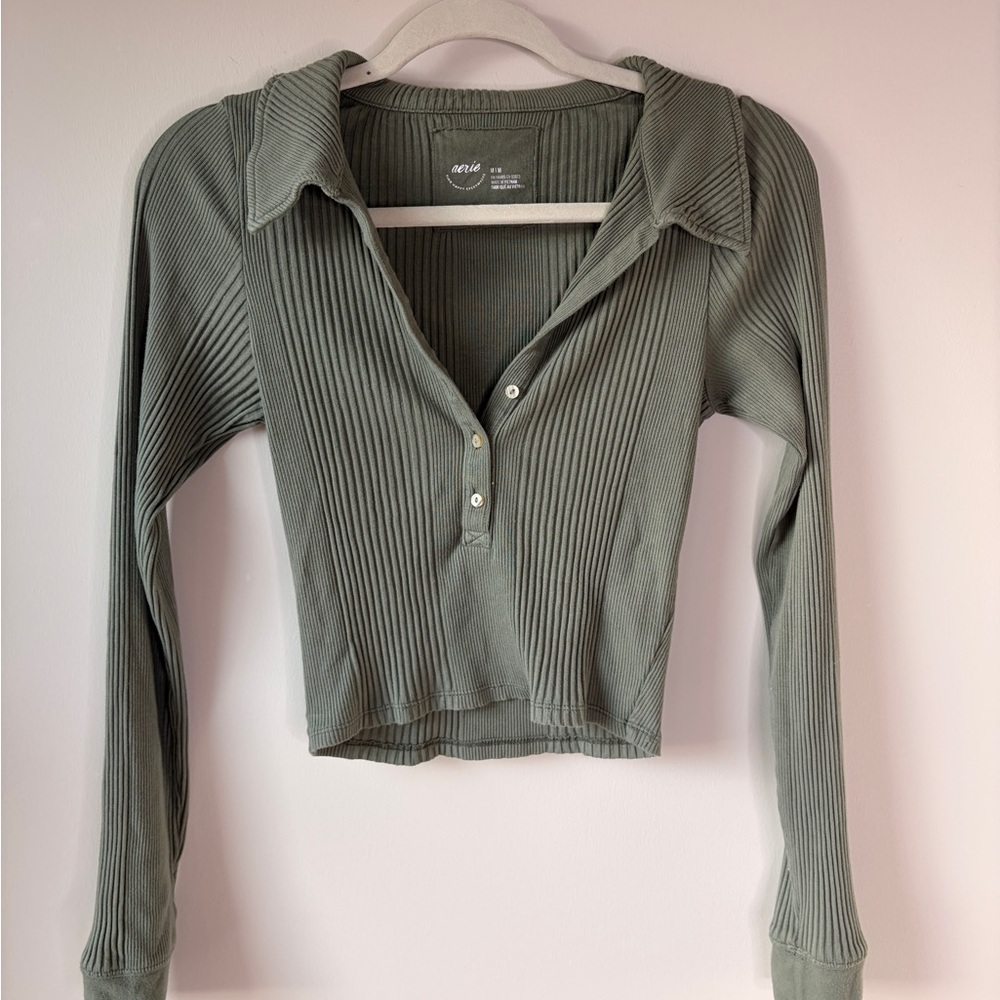 Aerie Olive Green Long Sleeve